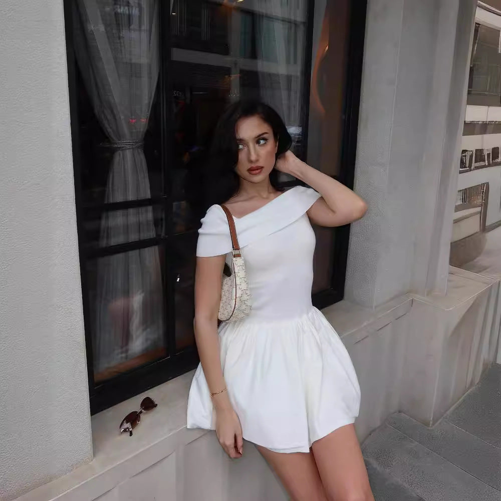 Chic European & American Style Hollow-Out Off-Shoulder Beach Dress