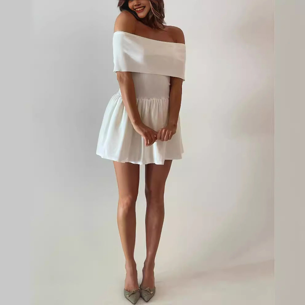 Chic European & American Style Hollow-Out Off-Shoulder Beach Dress