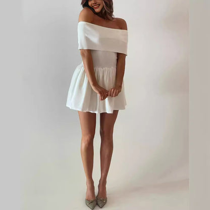 Chic European & American Style Hollow-Out Off-Shoulder Beach Dress