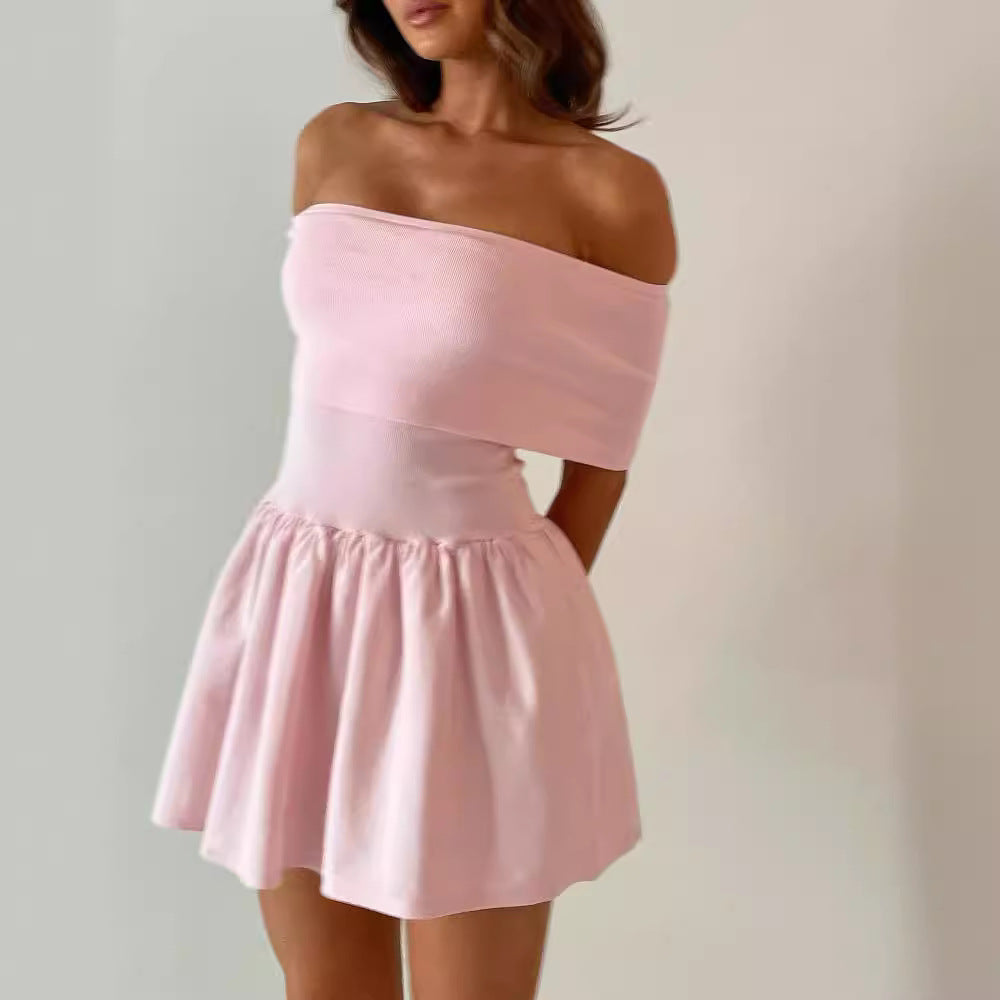 Chic European & American Style Hollow-Out Off-Shoulder Beach Dress